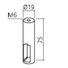 Support intermédiaire rond pour tube rectangle