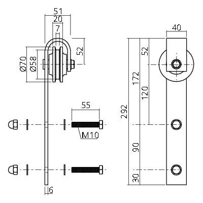 Roulettes pour porte coulissante BASIC