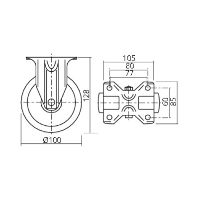 Roulette fixe Ø 100 mm