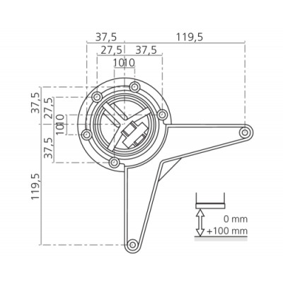 Pied de table réglable, inox, chromé ou noir, hauteur 810 à 910 mm