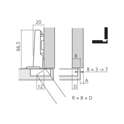 Charnière CLIP top BLUMOTION 110° pour porte en applique