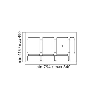 Poubelle de cuisine pour tiroirs 3 bacs  - 27 L + Rangement