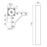 Pied de table carré - 710 mm