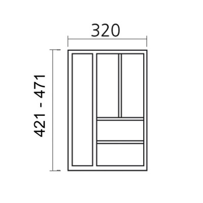 Range-couverts bois pour tiroir de 400 mm de large