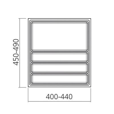 Range-couverts gris pour tiroir de 500 mm