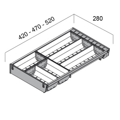 Range-couverts inox pour tiroir de 600 mm