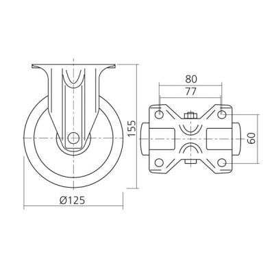 Roulette fixe Ø 125 mm