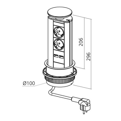 Bloc 2 prises encastrable avec USB diamètre 100mm