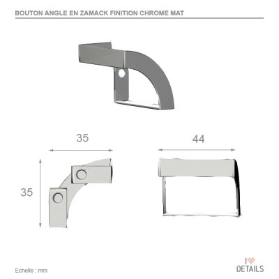 Bouton de meuble look aluminium Angle