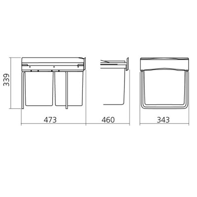 Poubelle encastrable coulissante 2 bacs - 32 L