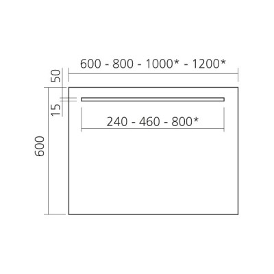 Miroir avec luminaire simple bandeau