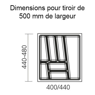 Range-couverts CONFORT pour tiroir de 500 mm