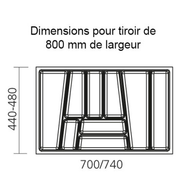 Range-couverts CONFORT pour tiroir de 800 mm