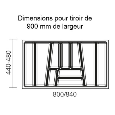 Range-couverts CONFORT pour tiroir de 900 mm