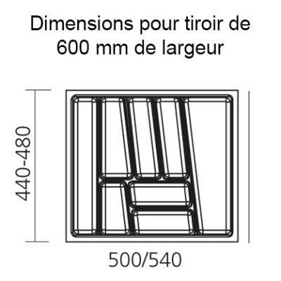 Range-couverts CONFORT pour tiroir de 600 mm