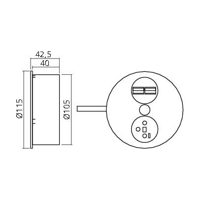 Bloc 1 prise, 1 chargeur USB double, encastrable Twist